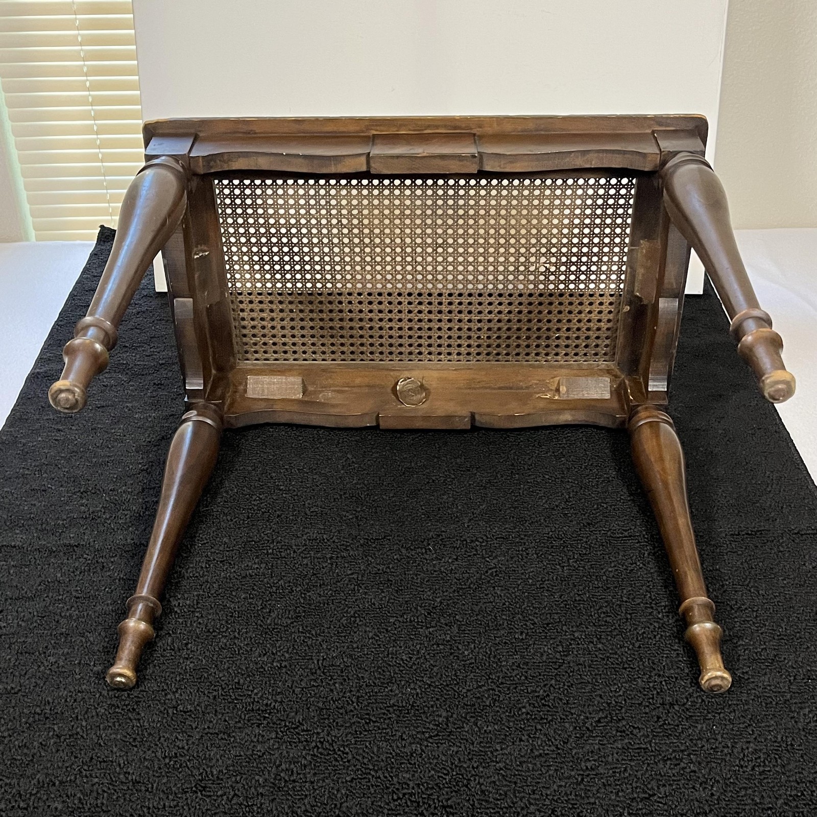 Vintage Estey Cane Top Wood Organ Piano Bench Table Owosso Michigan Brown Seat