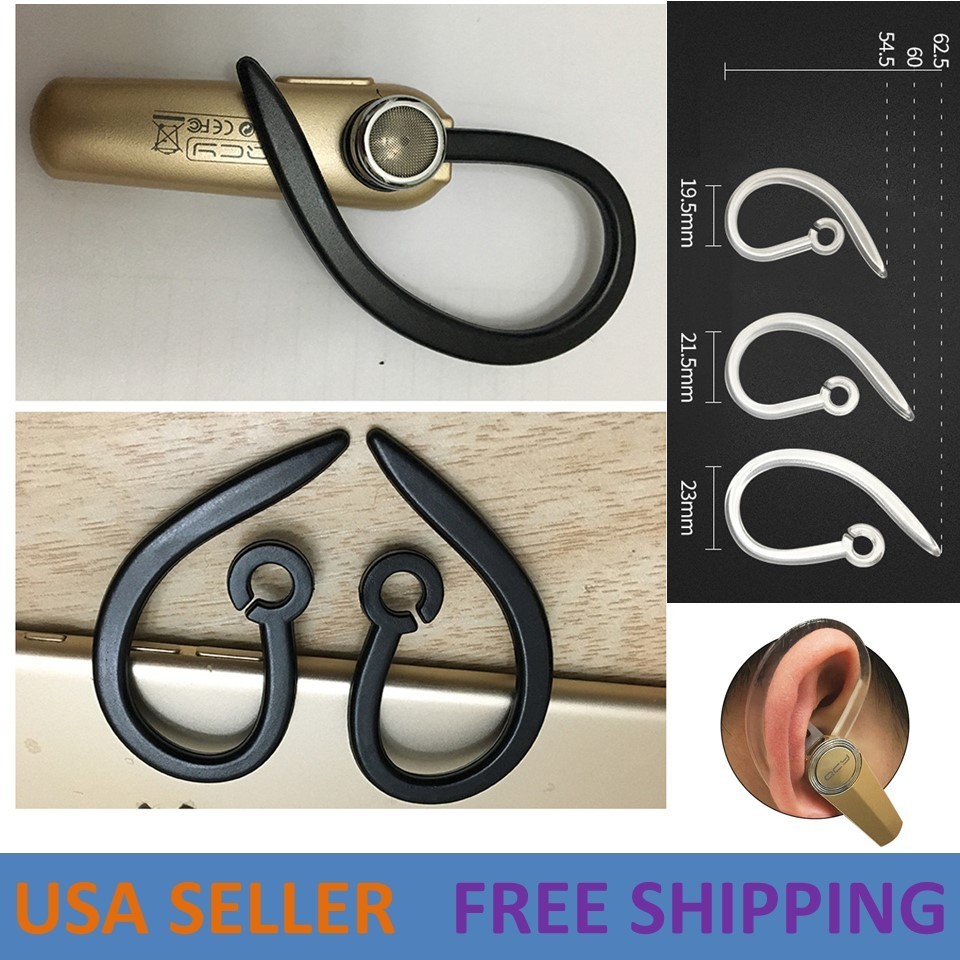 Universal TPU Ear Hooks for Bluetooth Earpiece Replacement Pair All Sizes