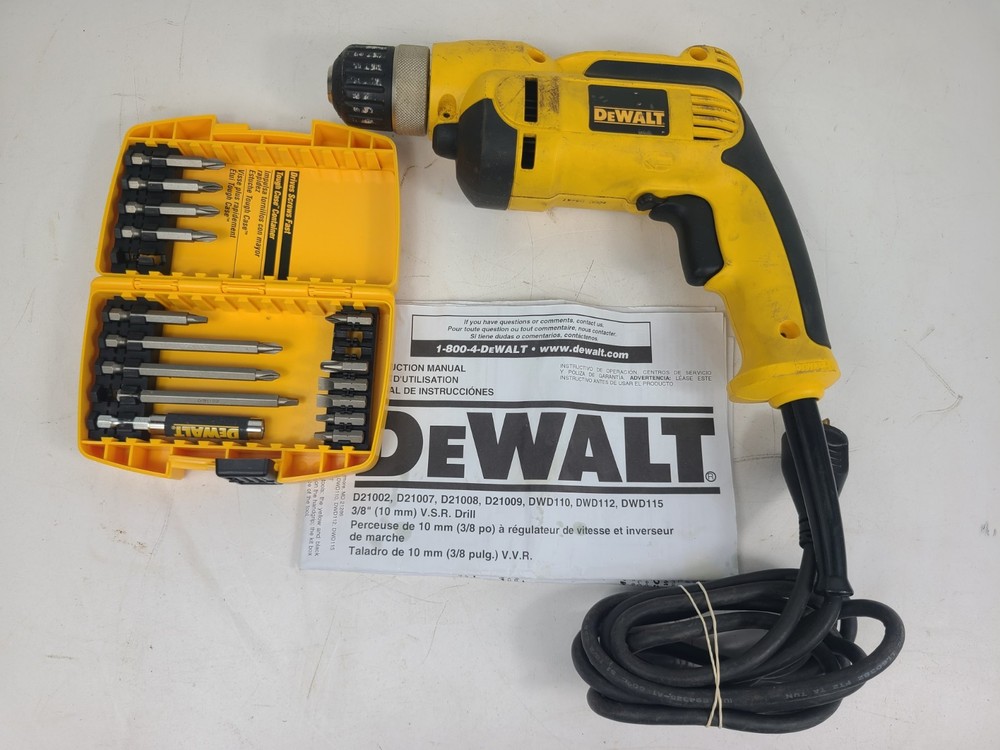 DEWALT DWD110 3/8 inch Variable Speed Reversible Grip Drill Bundle (TESTED)