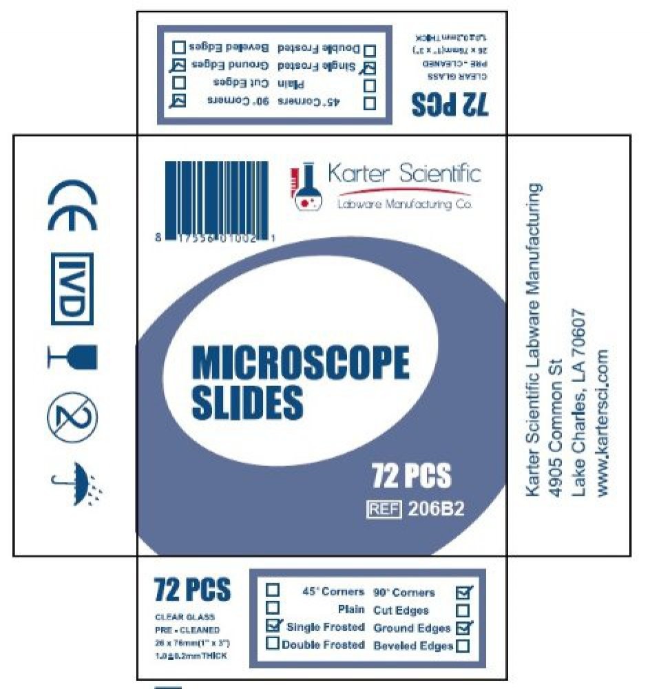 Microscope Slides, Ground Edges, Frosted, 90 Corners, 3x1, 206B2 Pack of 72
