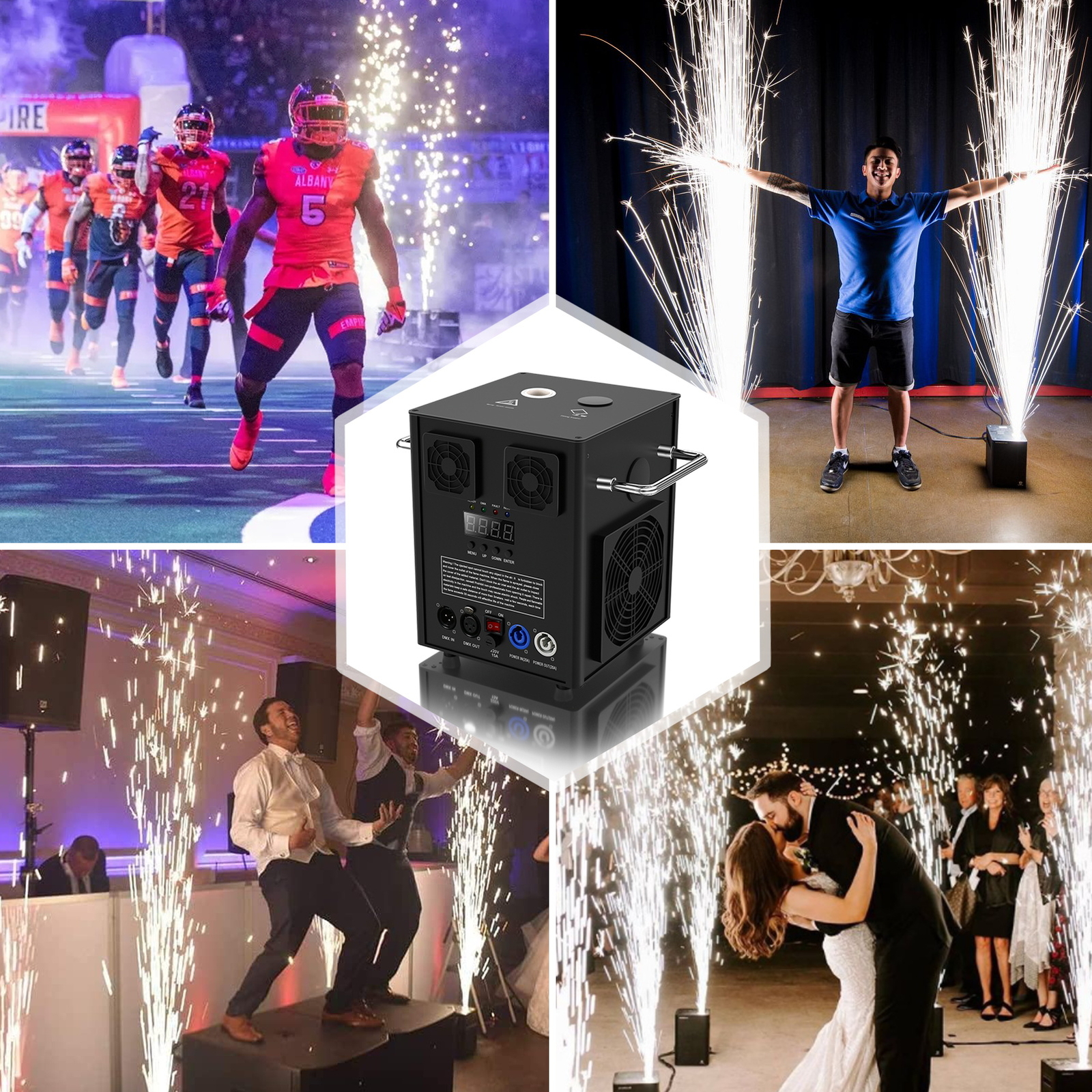 2PCS 700W Cold Spark Machine Stage Effect Sparklers W/Remote Wedding+Flight Case