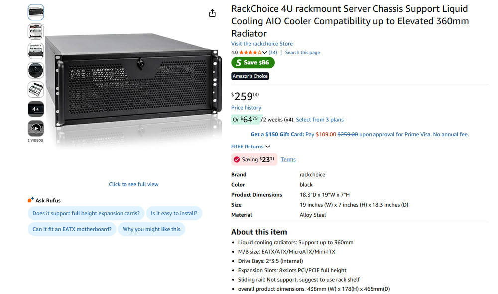RackChoice 4U rackmount Server Chassis Support Liquid Cooling #2104H Y