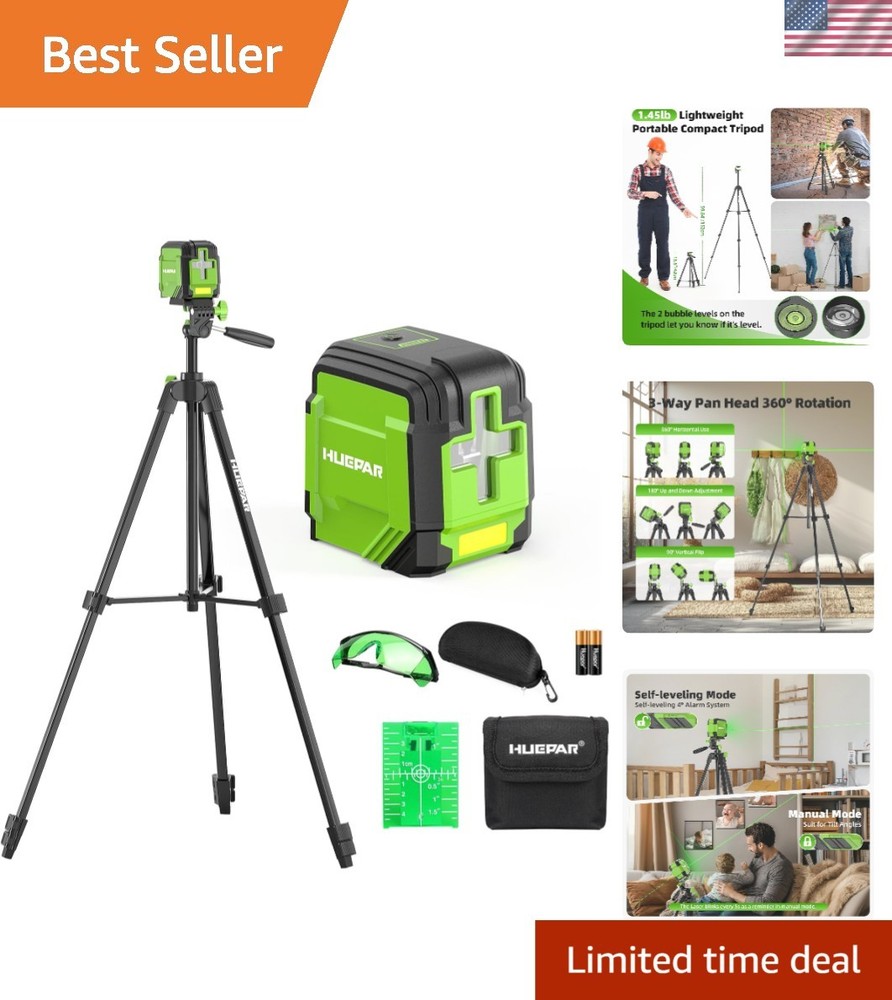 Laser Level with 60in Tripod & 98ft Range for Stunning Home Projects