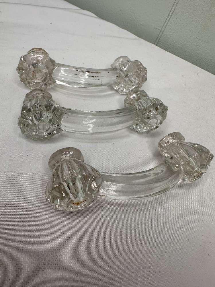 Furniture Handle Glass Original Drawer Pulls Knobs Lot 3
