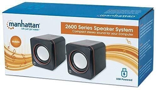 Manhattan USB Powered Stereo Speaker System - Small Size - with Volume Control &