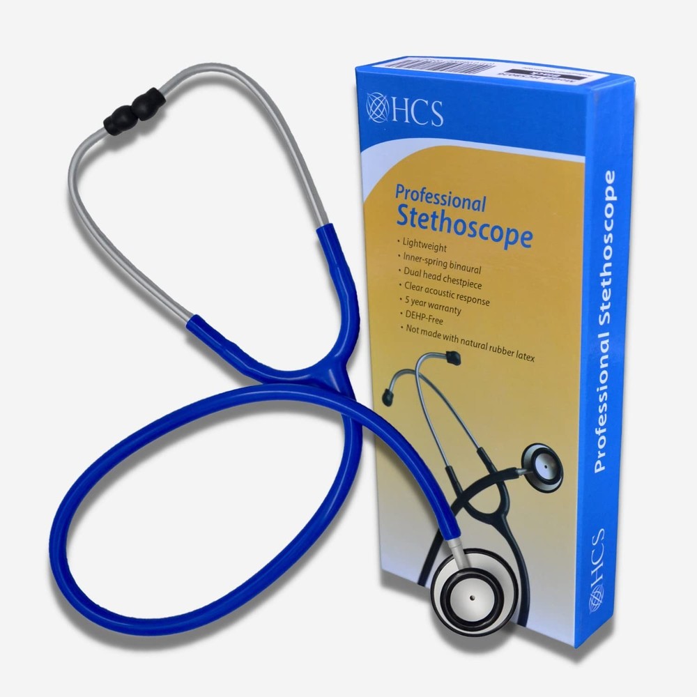 HCS Blue Dual Head Stethoscope - Lightweight, Durable & Comfortable for Nurses