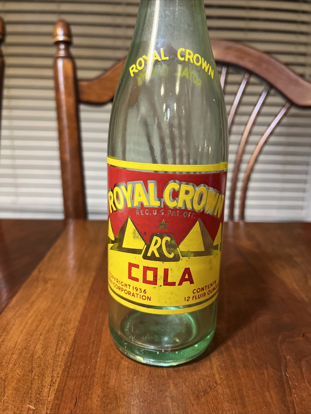 1953 Royal Crown Cola  Soda Bottle Nehi Bottling 12oz Greenish Glass 6-286