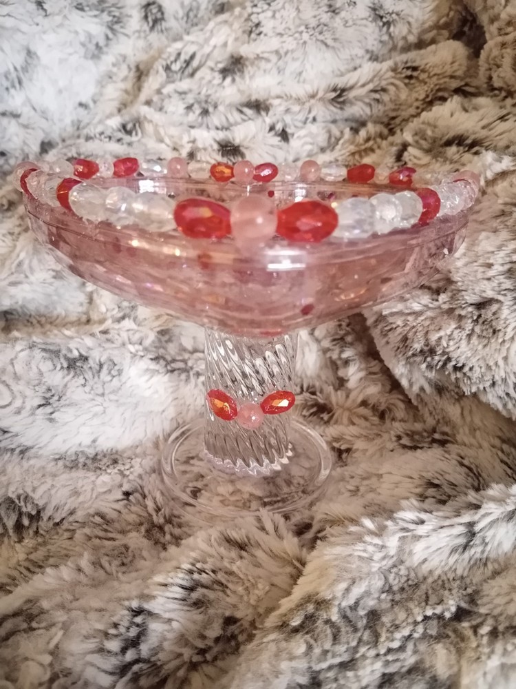 Pink & Red heart-shaped bowl Valentine's Day Candy Dish Handmade