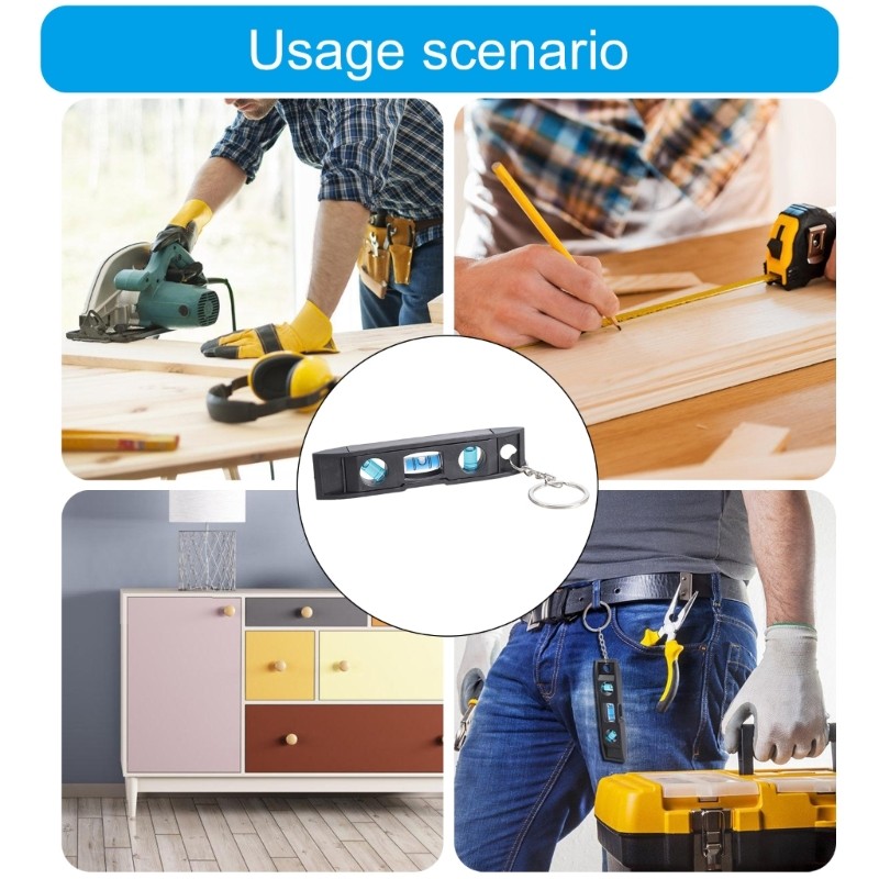 Level 3 Bubble Precise Horizontal Ruler Keychain for Quick Measurements