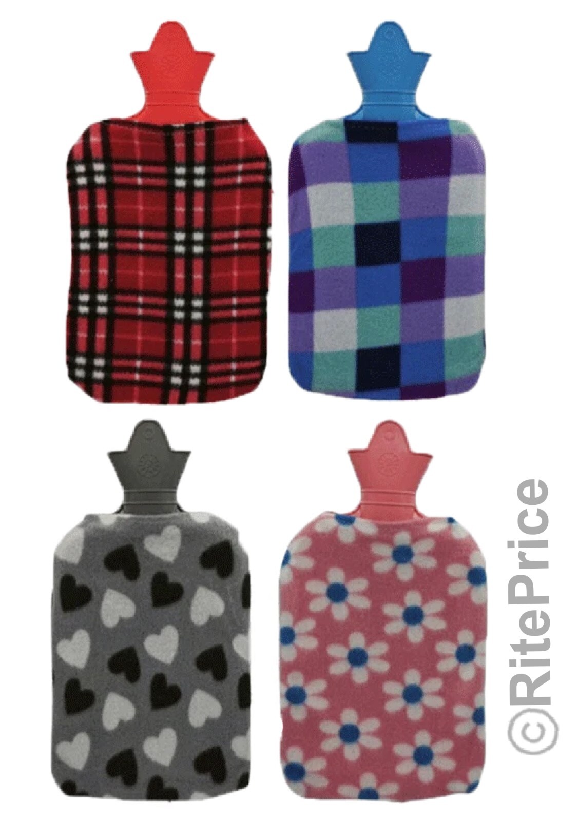 2000ml Hot Water Bottle with Plush Cover Rubber Bag For Pain Relief Warm Therapy