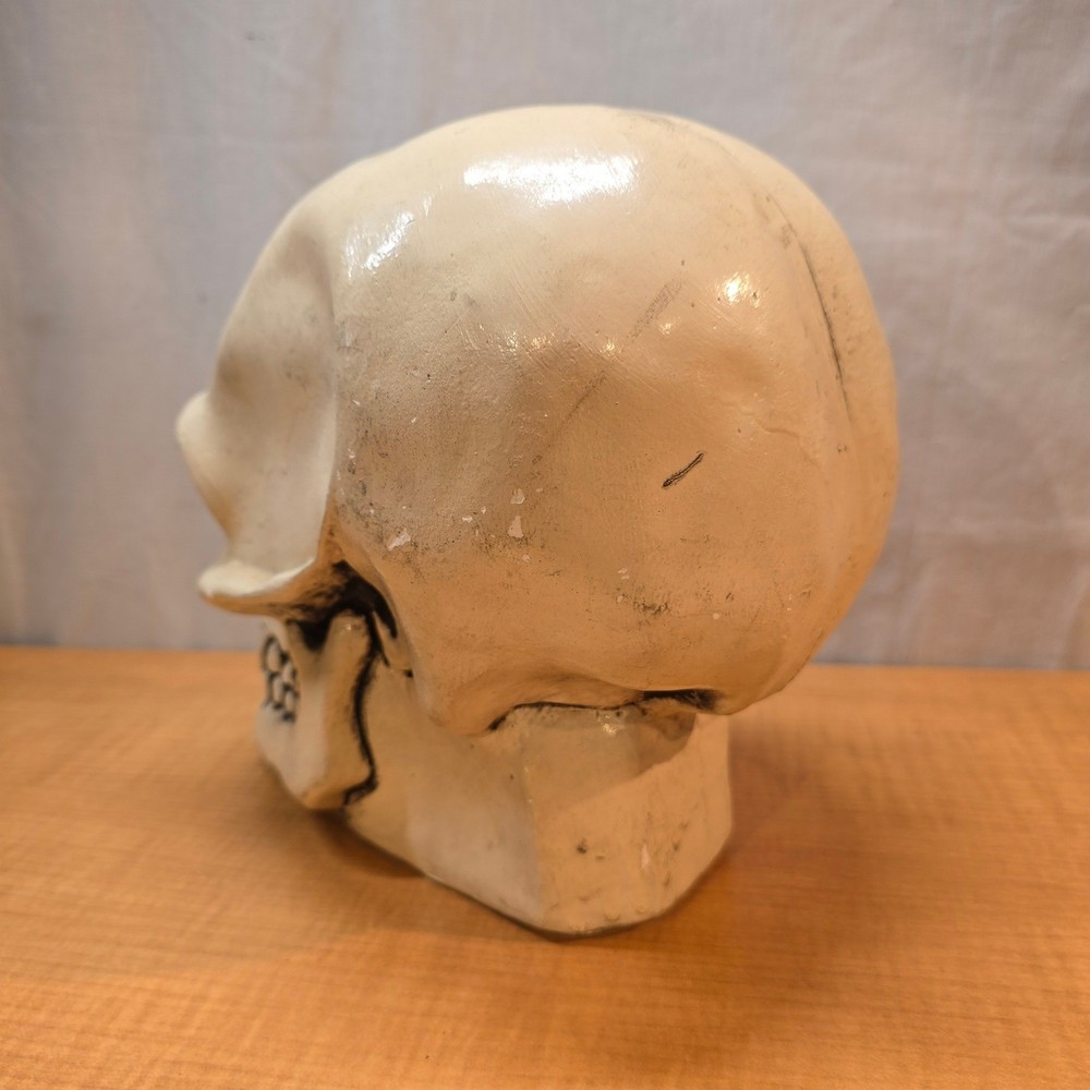 Large 9" Ceramic Human Skull from Mexico Decorative Heavy