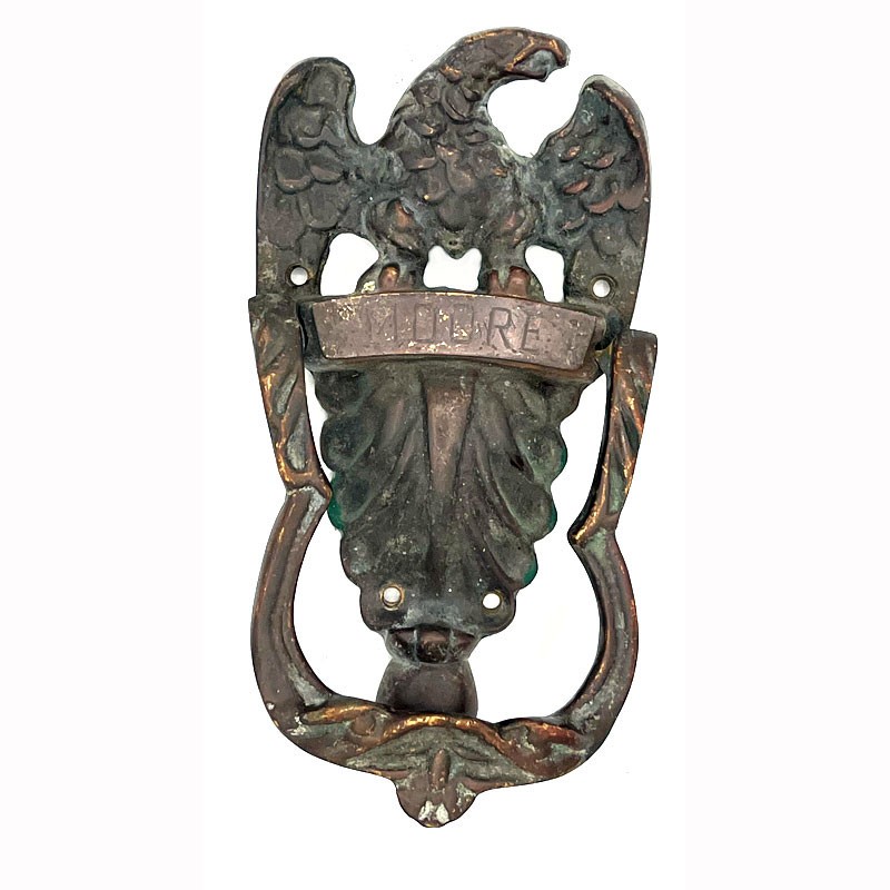 Antique Victorian Large Architectural Brass Eagle Door Knocker MOORE Monogram