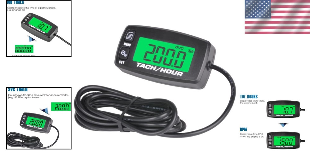 Digital Multifunction Hour & RPM Meter for Small Engines