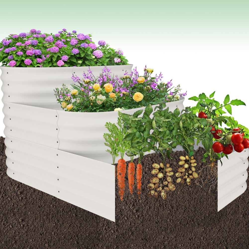 3-Tier Galvanized Steel Raised Garden Bed Rust-Resistant Modular Easy Assembly