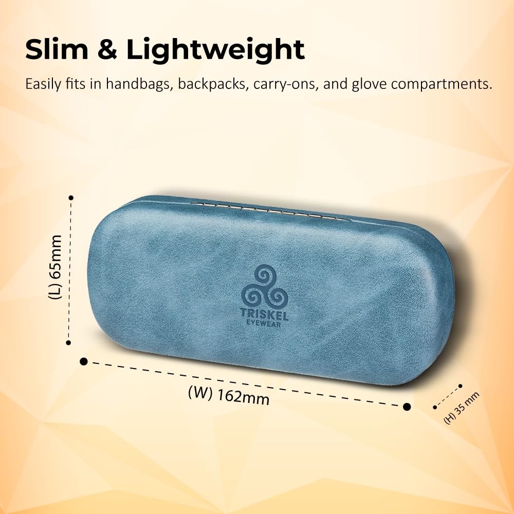 Rounded Rectangle Glasses Case – Hard Shell PU Leather Eyewear Case with Soft...