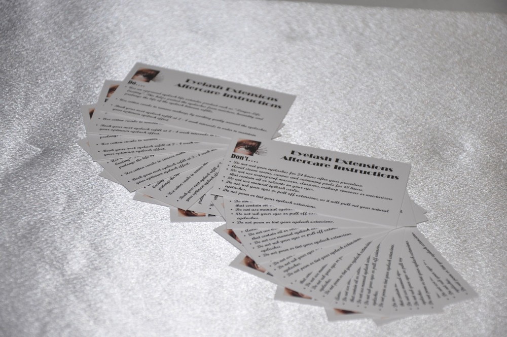 Eyelash Extensions After Care Instruction Cards
