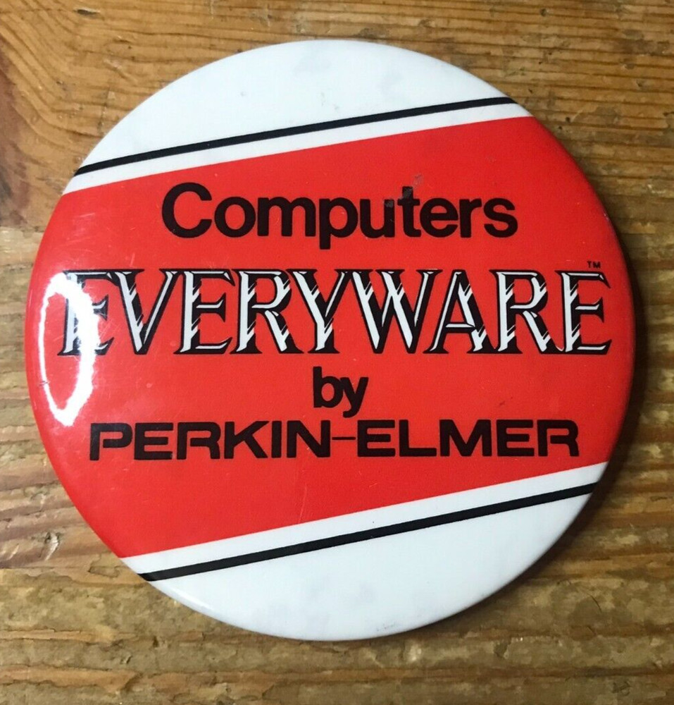 Computers Everyware Pin Perkin-Elmer Button Vintage Computing Electronics Badge