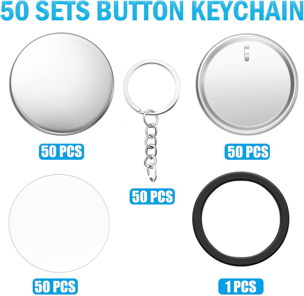 Button Maker Keychains Supplies, 200 Pcs 58Mm Pin Maker Set, Metal Button Maker