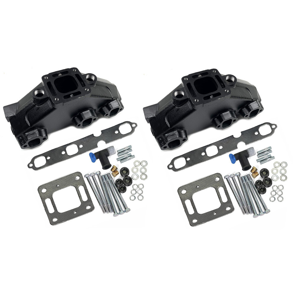 2 Set for MerCruiser GM V6 175 185 205 262 4.3L Marine Exhaust Manifold & Gasket