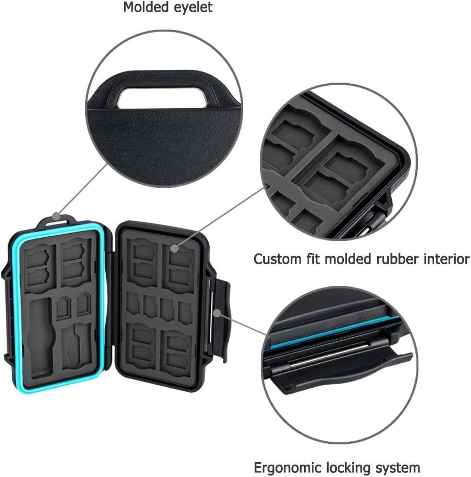 Multi-functional Memory Card Case - Waterproof - 27 Slots - USB 3.0 Card Reader