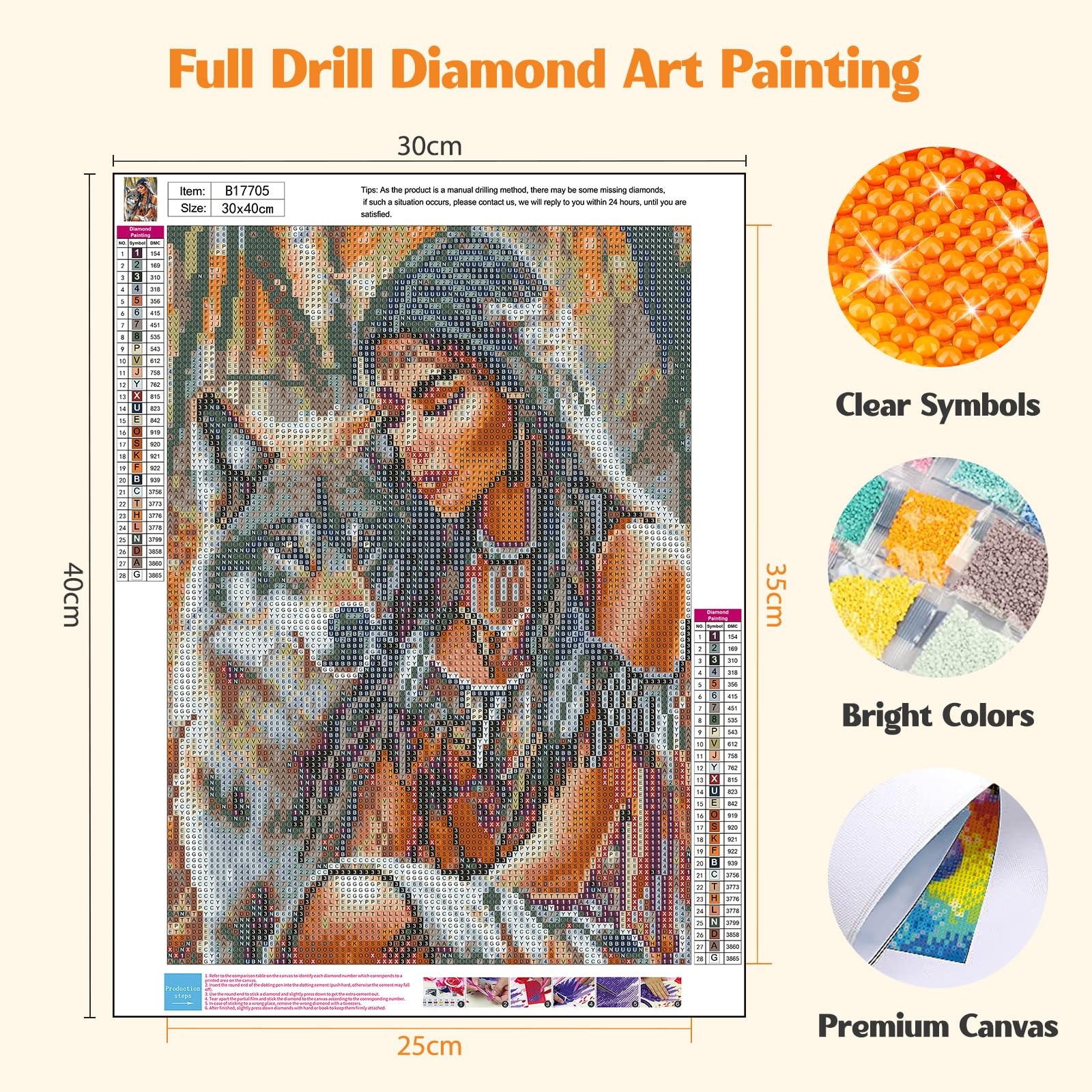 MISCER American Native Indian Woman Diamond Art Kits for Adults, Wolf