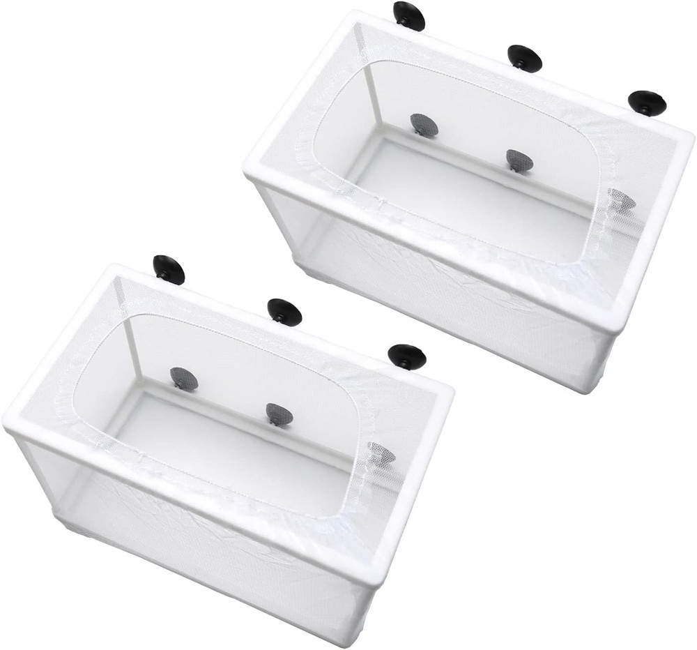 2 Pack Fish Tank Breeder Net,Fish Isolation Breeding Hatching Box, Plastic Frame