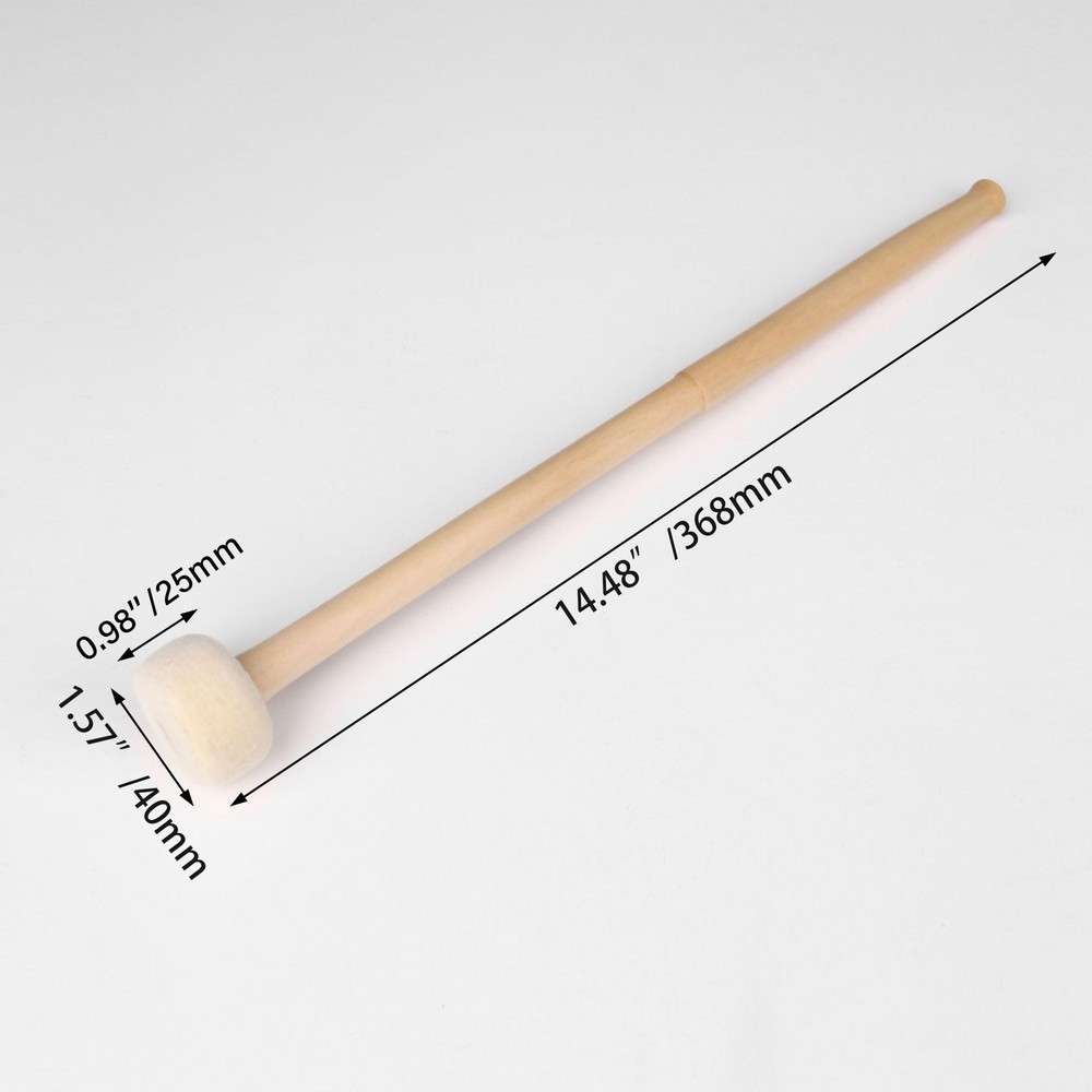 BQLZR 14 Inch Maple Handle Mallet Timpani Stick Multi-Purpose Felt Mallet Sof...