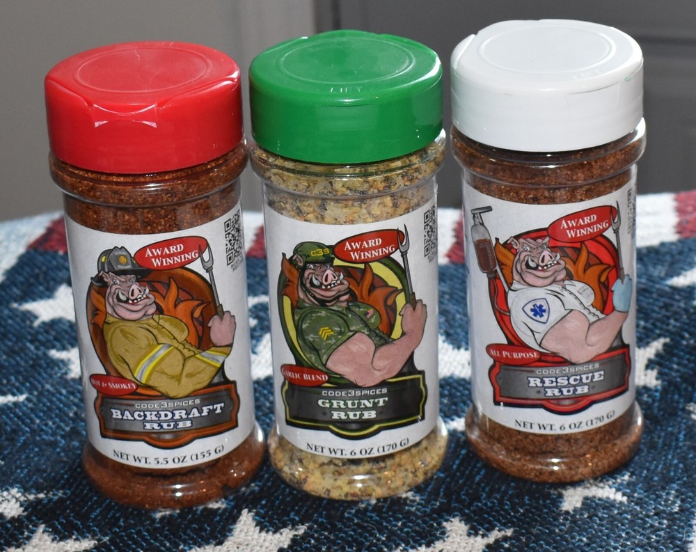 3x Code 3 Spices Backdraft, Grunt, Rescue BBQ Spice Rubs 5.5oz