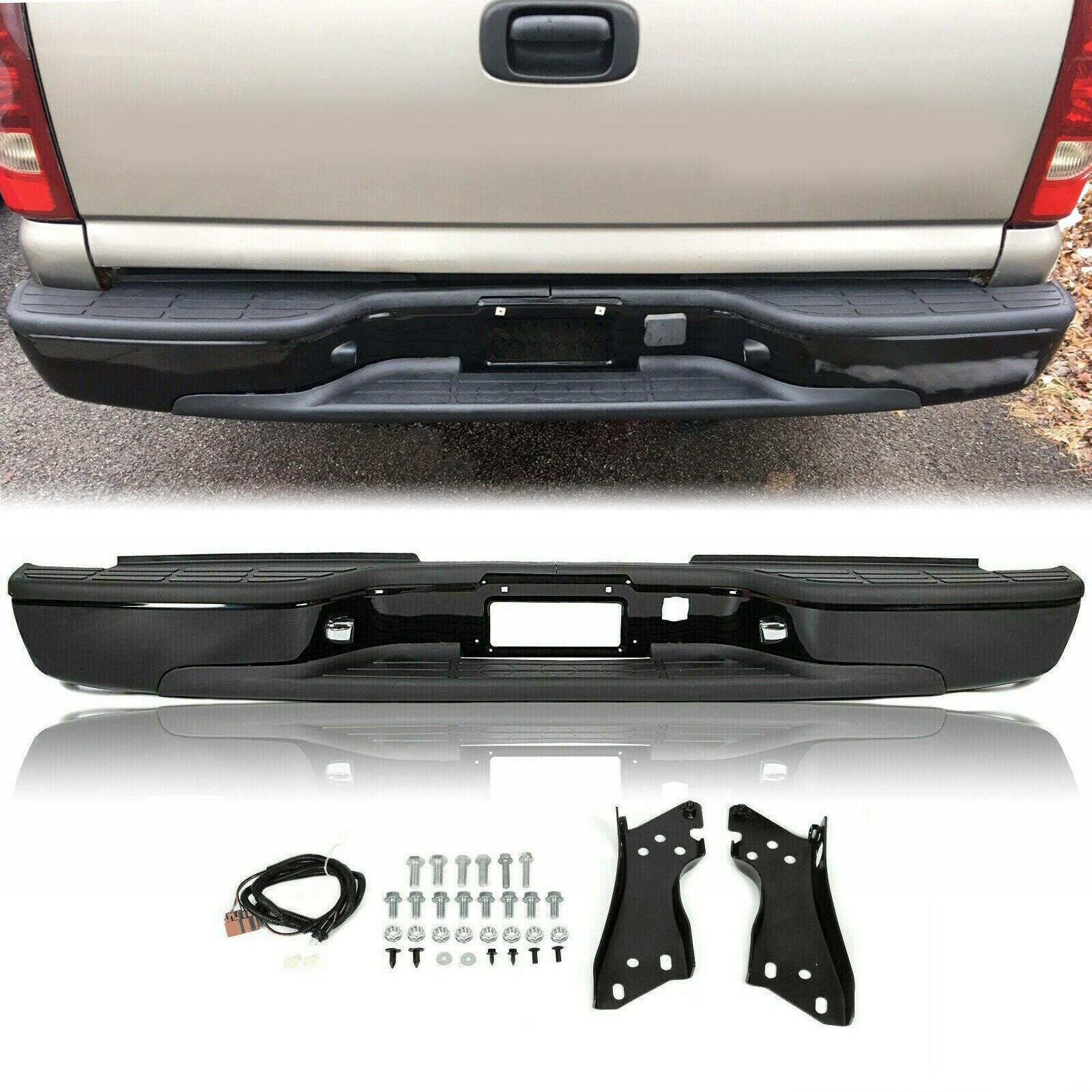 Black Rear Step Bumper Face Bar For Chevy Silverado GMC Sierra 1500 2500 99-07