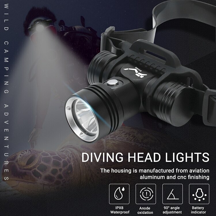 200000LM Diving Headlamp Underwater Headlight Led Scuba Head Flashlight Torch