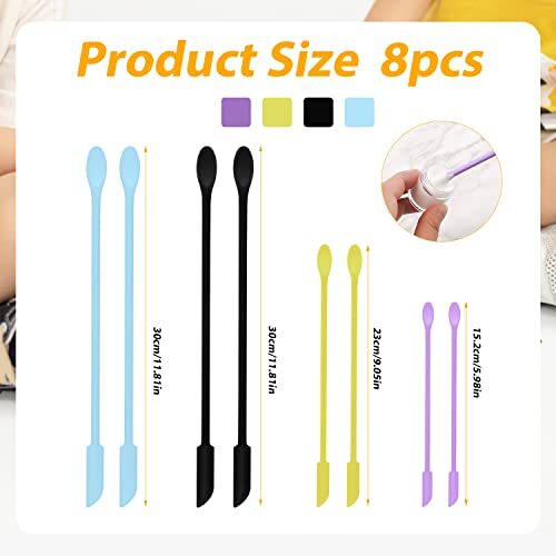 8 Pack Mini Silicone Spatula Set Double Ended Jar Scraper Tiny Spatula