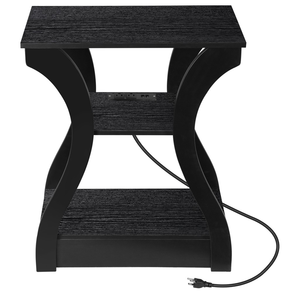 2PCS Side End Table 3-Tier Storage Shelves Sofa Table for Small Space w/ Outlet