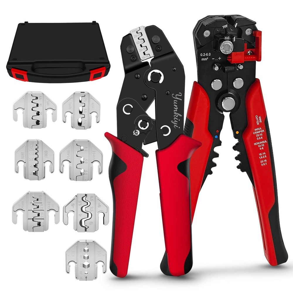 Terminal Crimping Tool and Multi-Purpose Wire Stripper Kit - Multiple jaw siz...