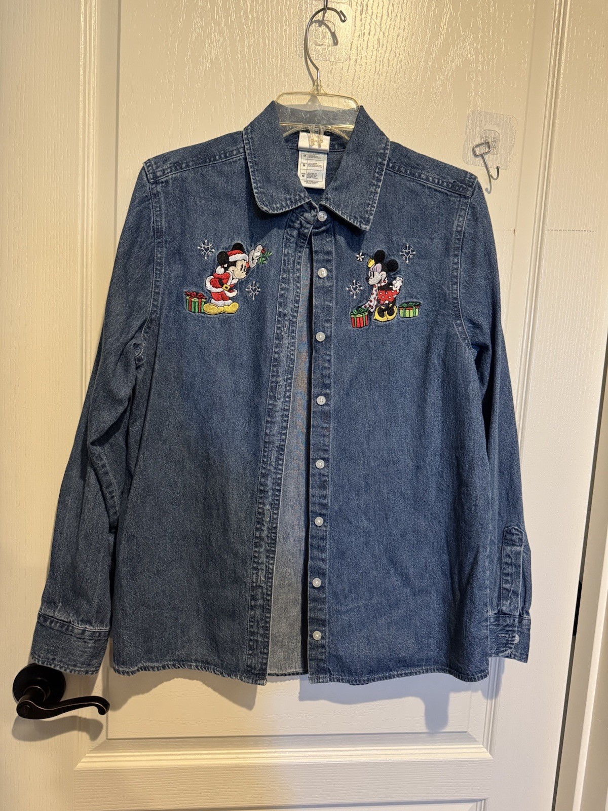Disney Christmas Denim Jean Jacket Women's, Size Medium