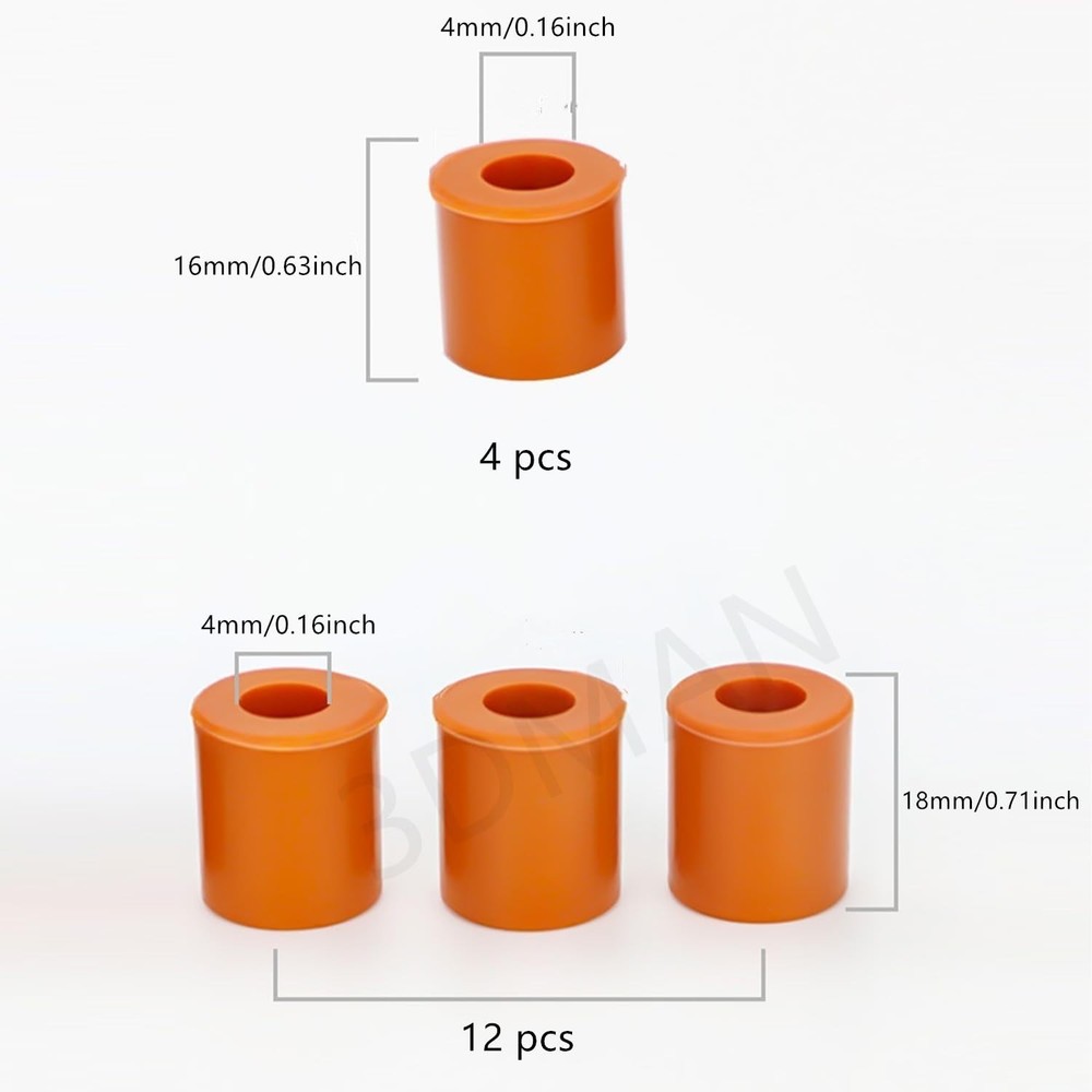 3DMAN Heatbed Silicone Leveling Column, Solid Bed Mounts 12 16PCS(18mm+12mm)