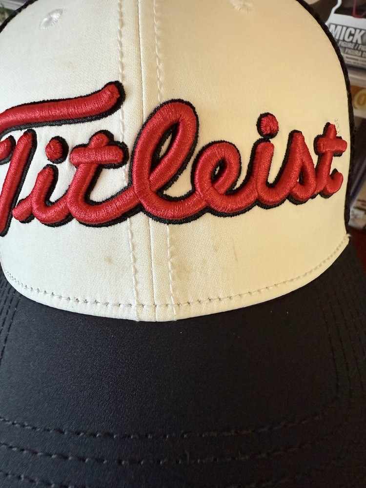 Titleist Golf Strapback Hat / Cap - White With Black And Red