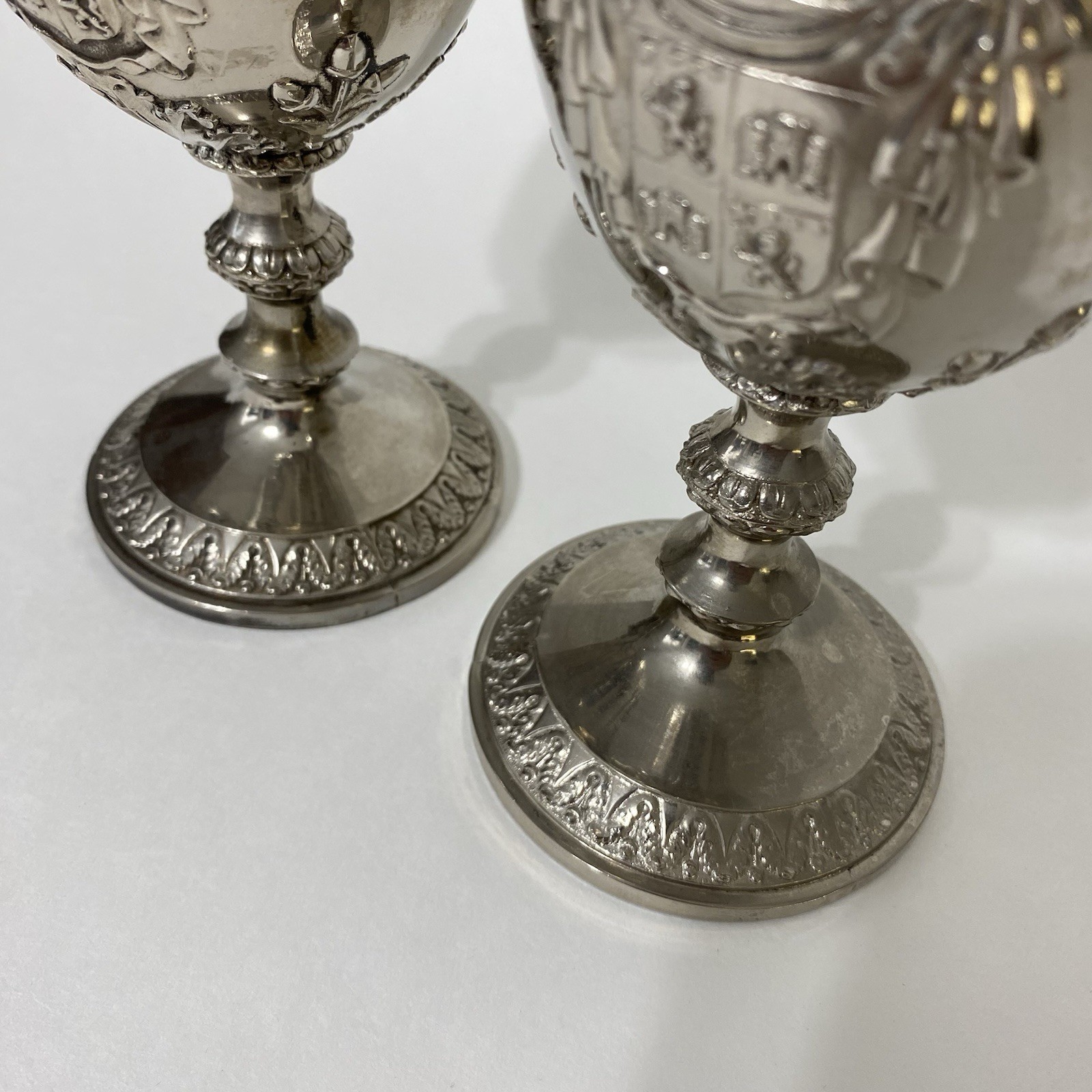 Vintage Corbell & Co Silverplate Goblets Set 4 Baroque Heraldic 6.5" Wine Cups
