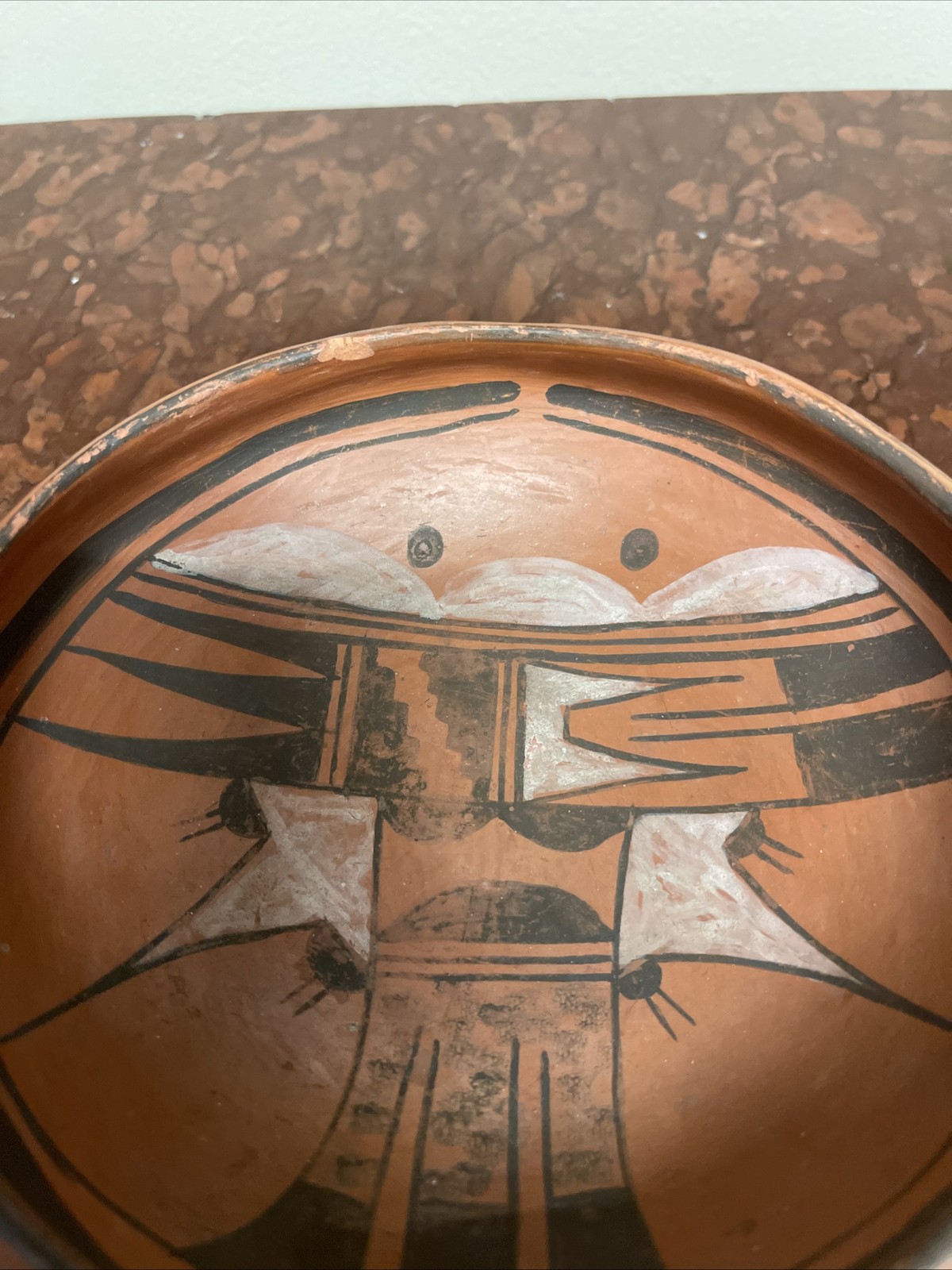 Nampeyo Hopi black and white on red pottery bowl.