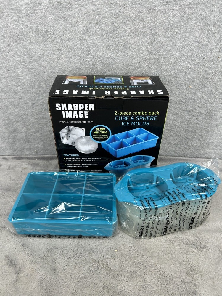 Sharper Image Ice Molds Cube and Sphere/2-Piece Ice Cube Mold Combo Pack