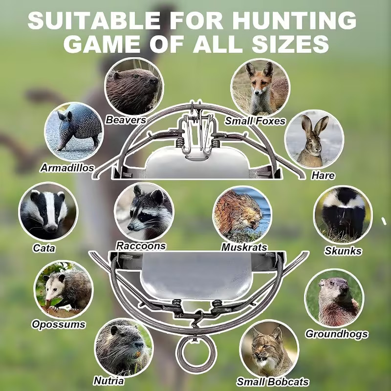 3 Packs Coil Spring Traps Raccoon Mink Muskrat Trapping Nuisance Hare Rat Nutria