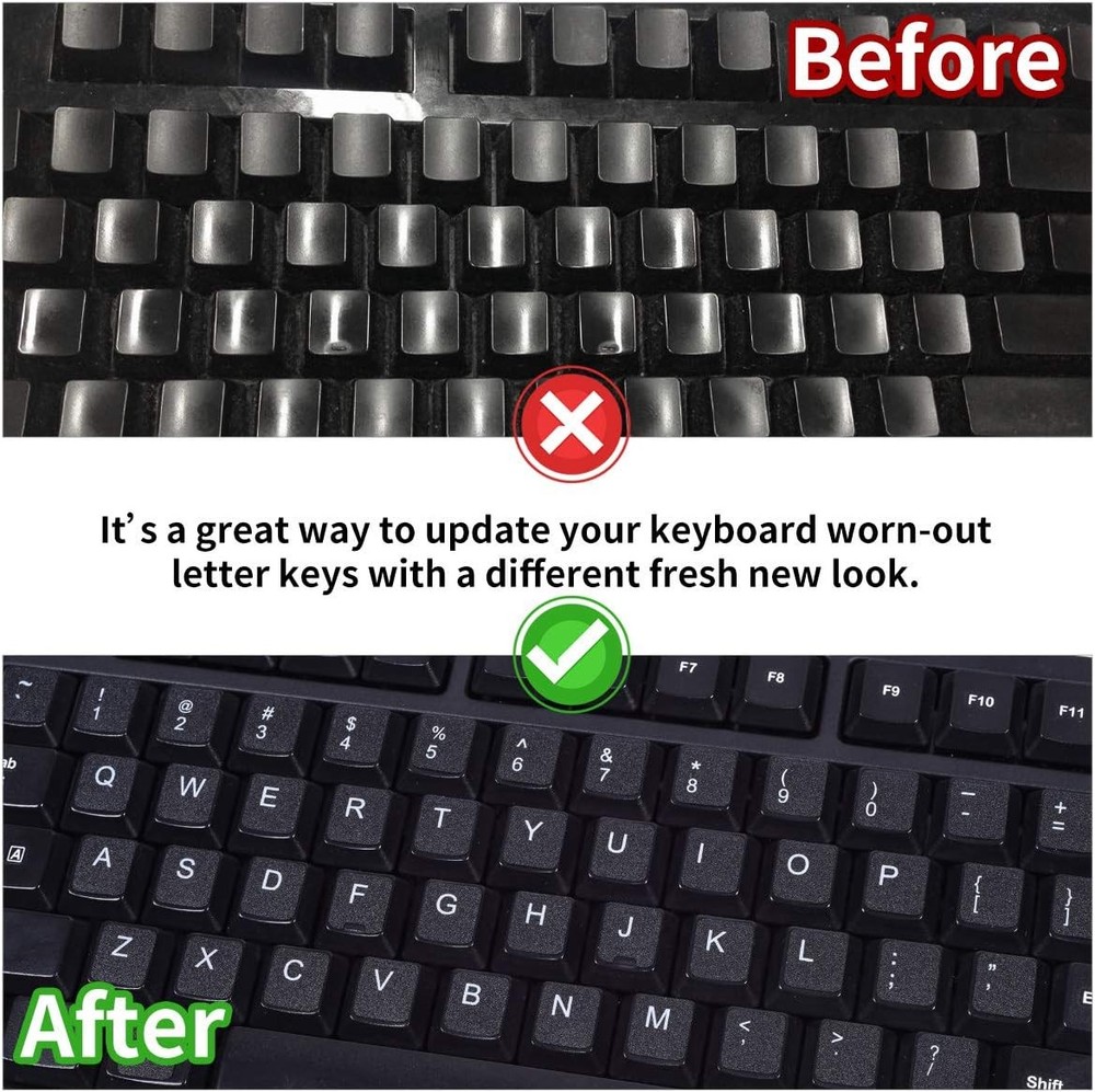 English Keyboard Stickers, 2 Pack Replacement Letters