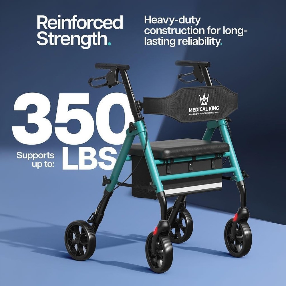 Foldable Rollator Walker w/ Seat 8" Wheels Adjustable 350lb Green