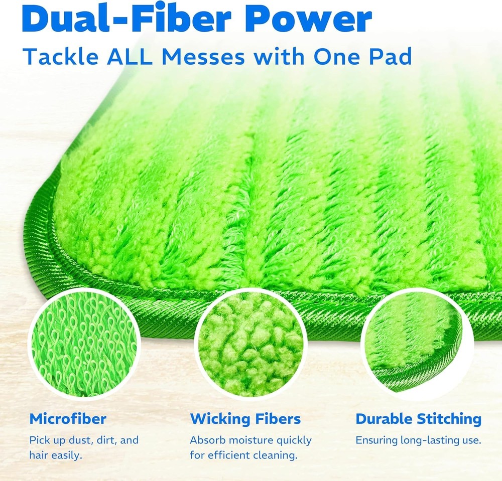 Microfiber Mop Pads for Hardwood - 2 Pack, Safe & Effective Cleaning
