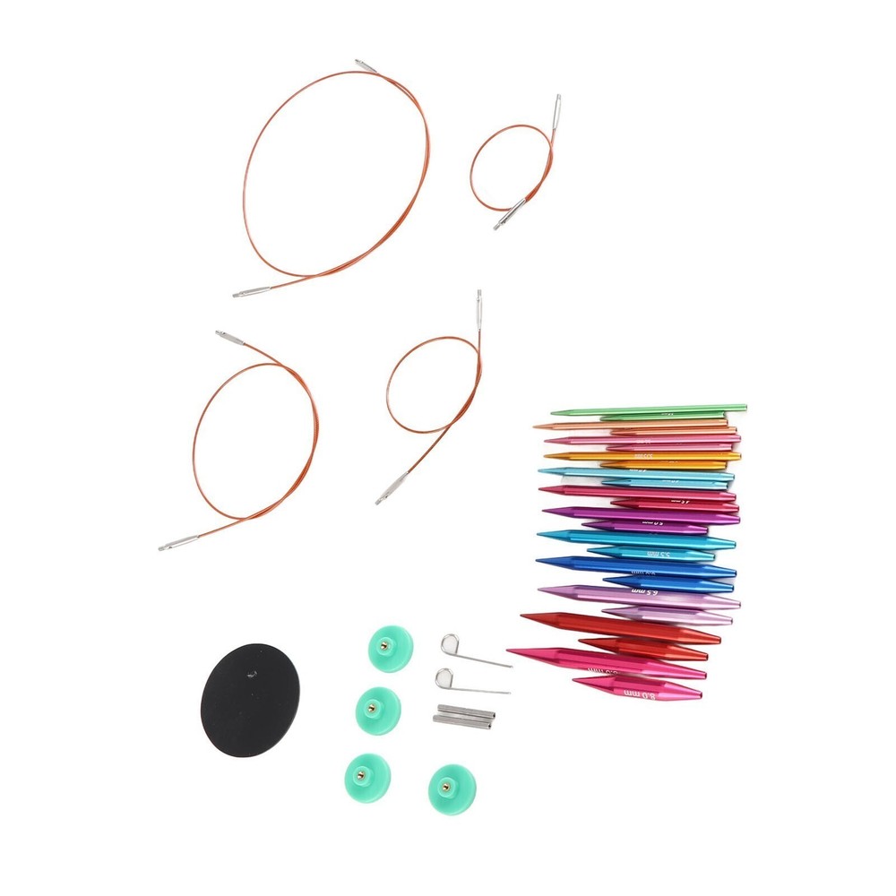 Circular Knitting Needle Set 3 to 8mm Interchangeable Assorted Colors Circular