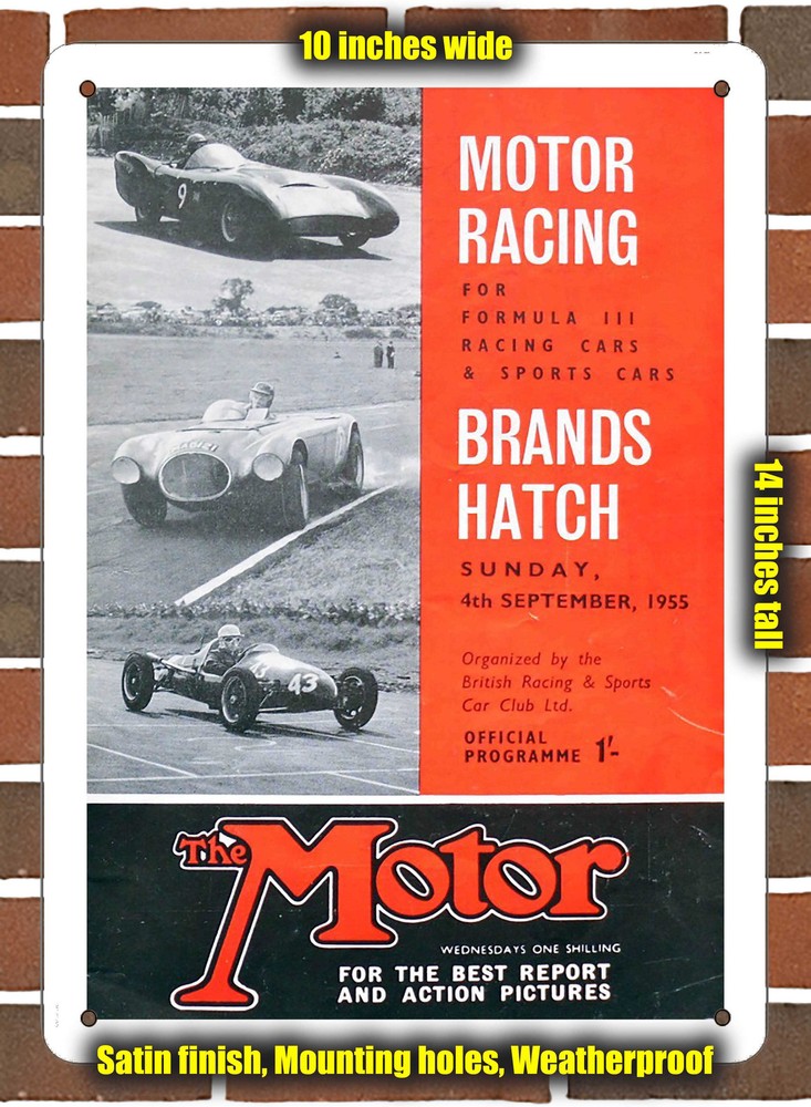Metal Sign - 1955 Brands Hatch Circuit Racing Program - 10x14 inches