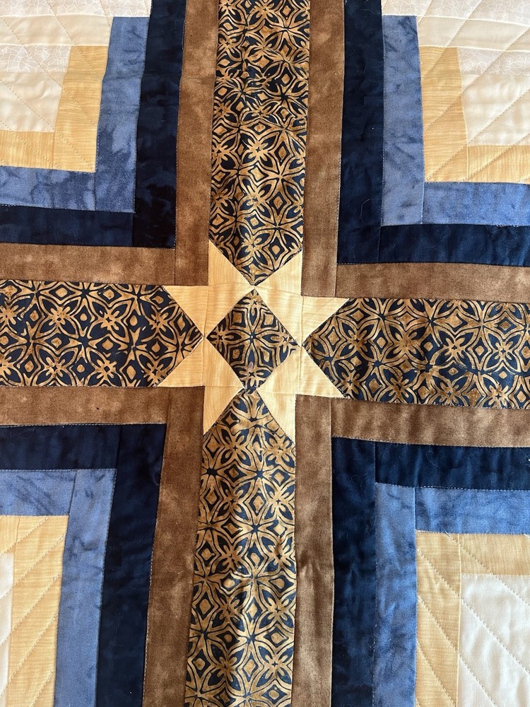 Handmade Quilt Religious Cross Wall Hanging Table Top Patchwork