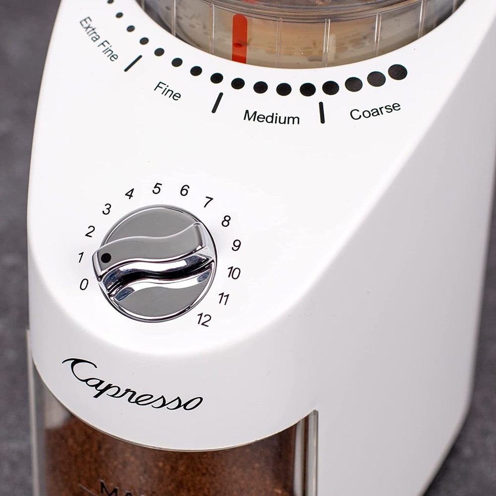 Capresso Infinity Plus Conical Burr Coffee Grinder - White