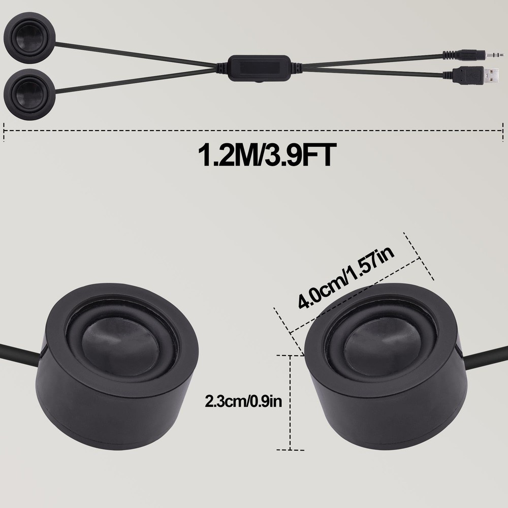 Mini USB Computer Speakers Small PC Desktop Powered 3.5mm TRS Stereo 1.2M