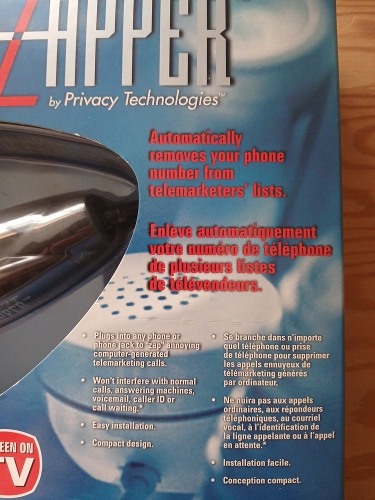 TeleZapper By Privacy Technologies Accessory Designed to Reduce Telemarketing...