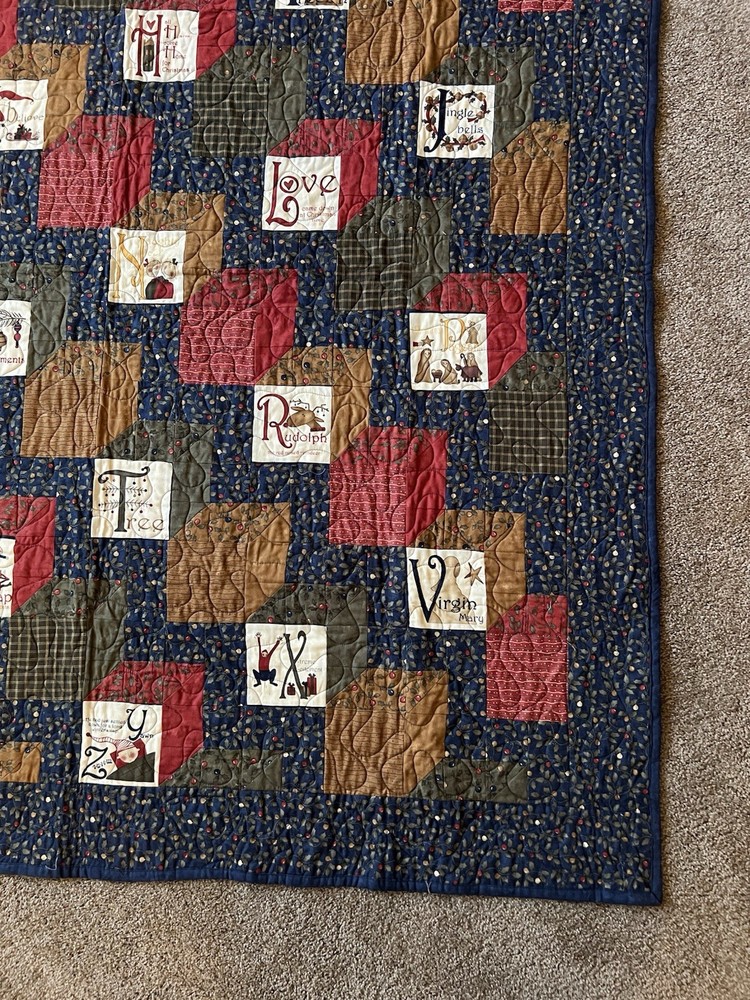 Handmade Christmas Patchwork Quilt 59 1/2” X 55”